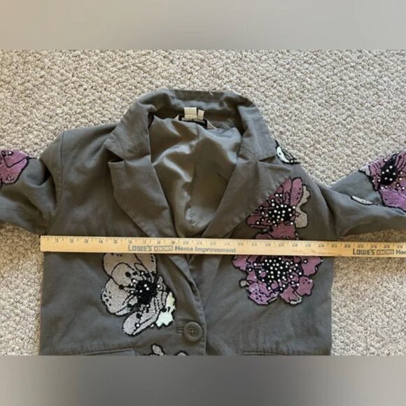 Anthropologie Dhruv Kapoor Floral Embellished Blazer Jacket size S - Picture 10 of 11